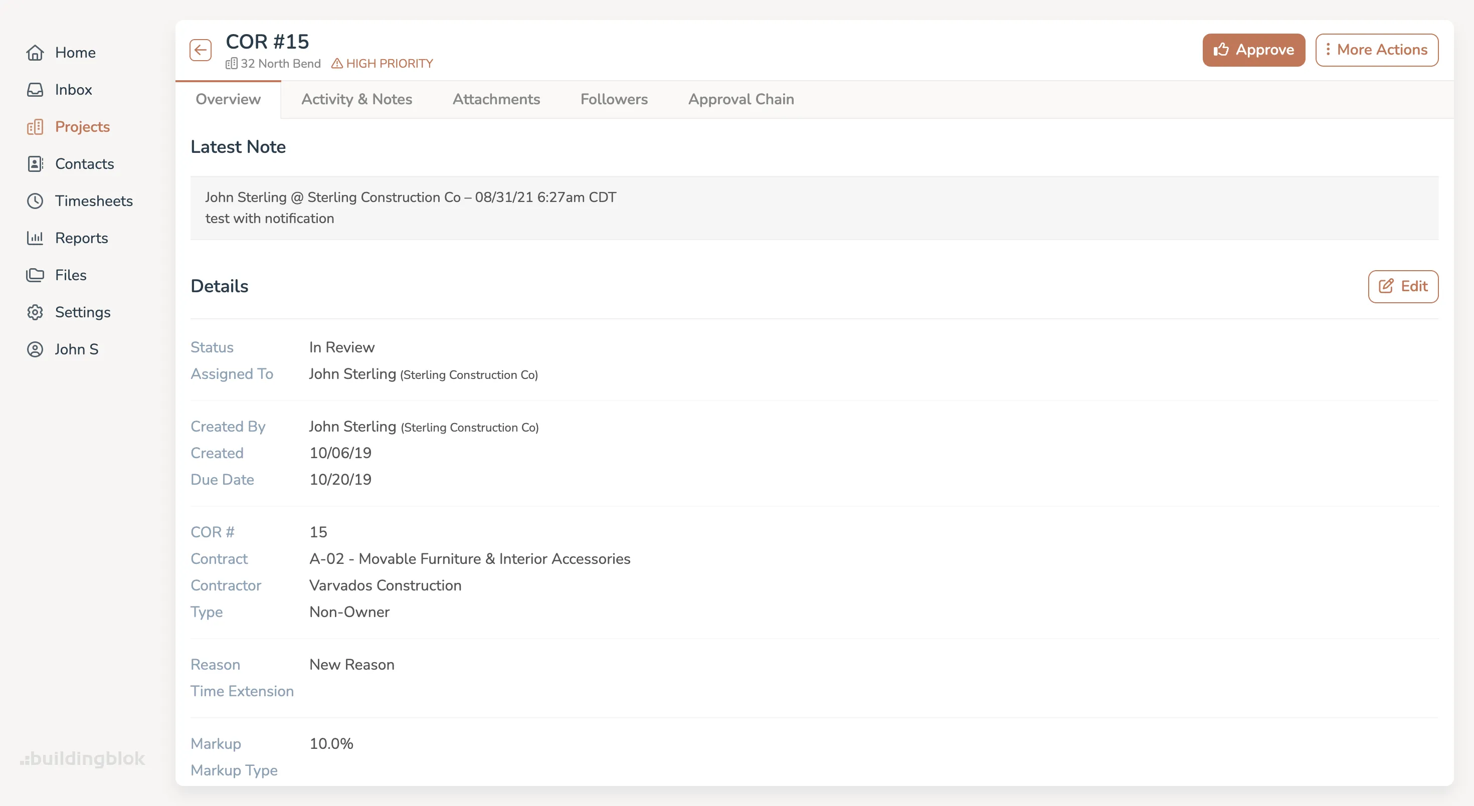 Construction Project Summary Software Web