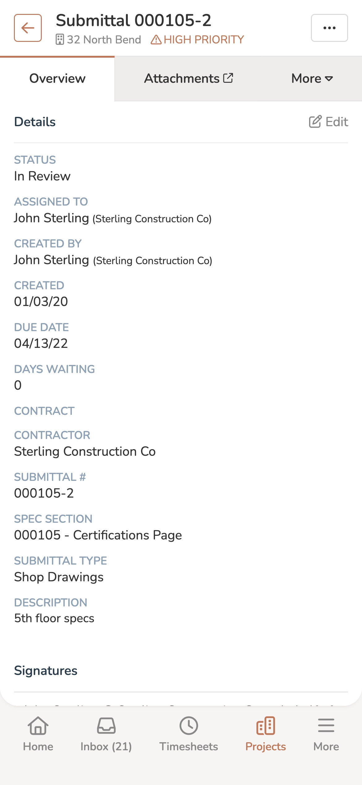 Construction Submittals Software Mobile